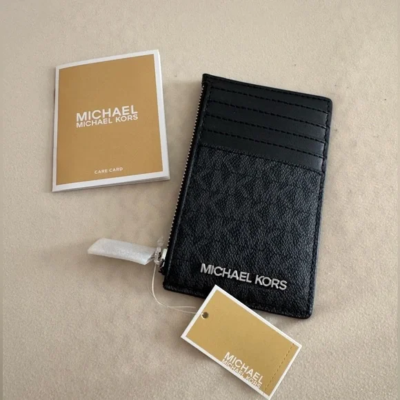 ✨NWT✨Michael Kors Jet Set Black Card Case - Picture 1 of 9